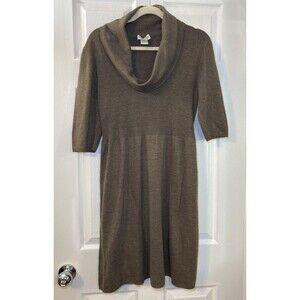 Robbie Bee Brown Sweater Dress Cowl Neck Half Sleeve Petite Large PL